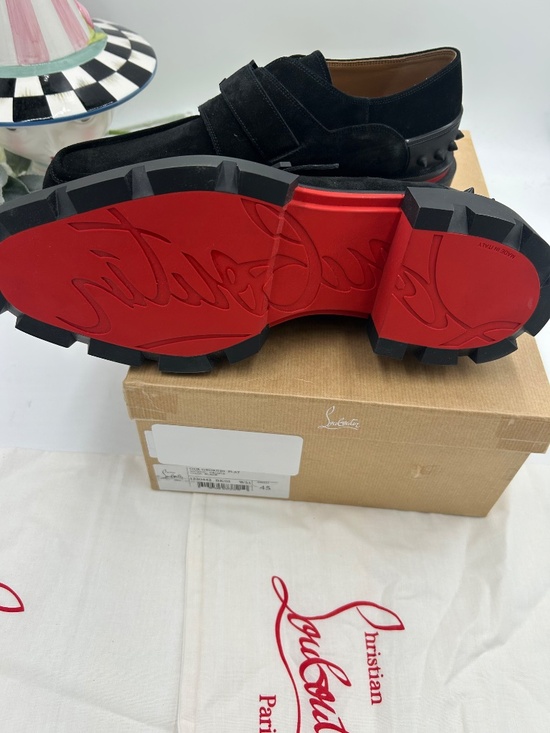 ****************Men’s Christian Louboutin Suede Lug Sole Loafers. Size 45/12 US. main image 5